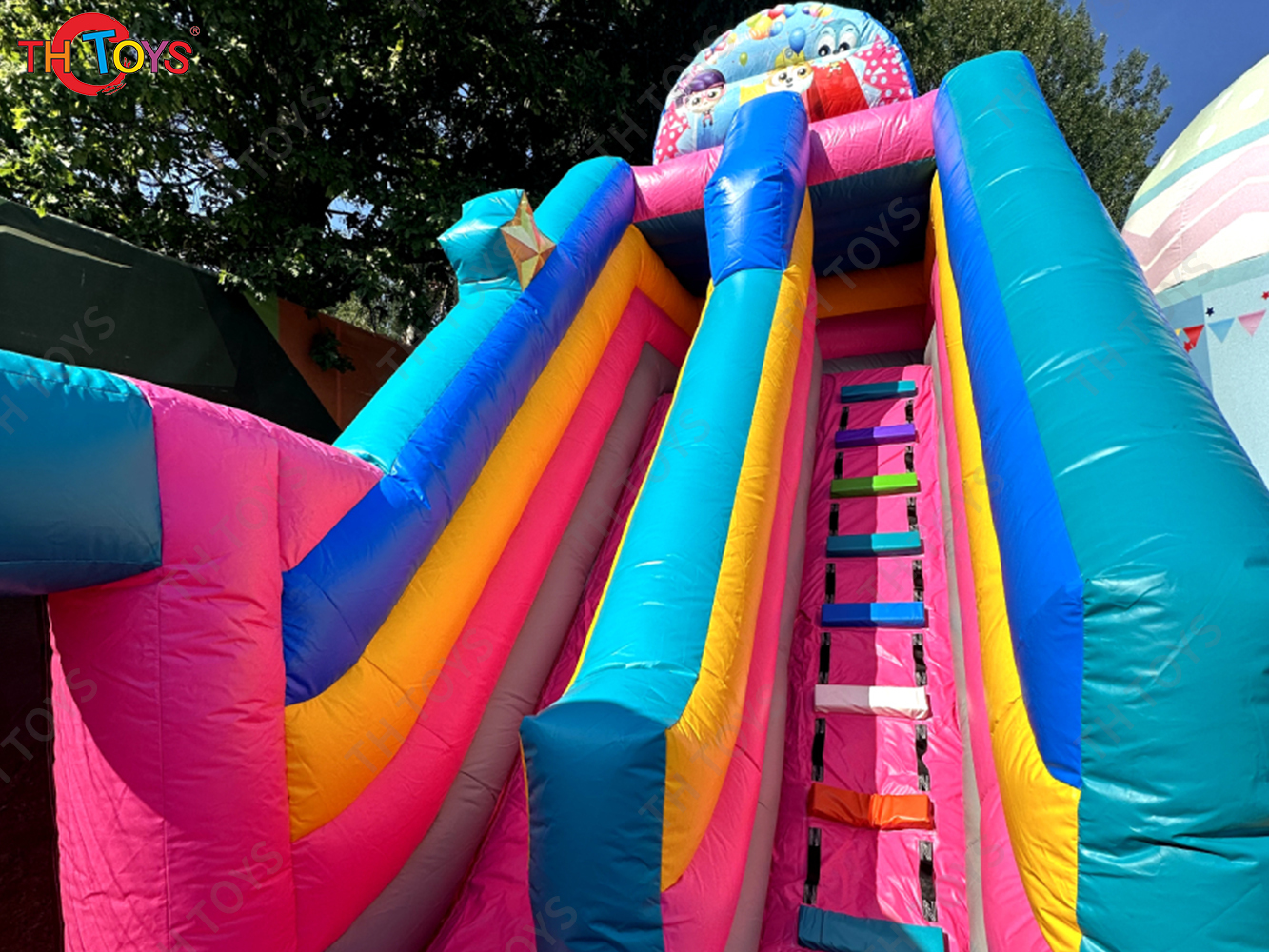Inflatable Hot Air Balloon Bounce House for kids, 6x5m customized Inflatable Bouncy Castle With slide playground