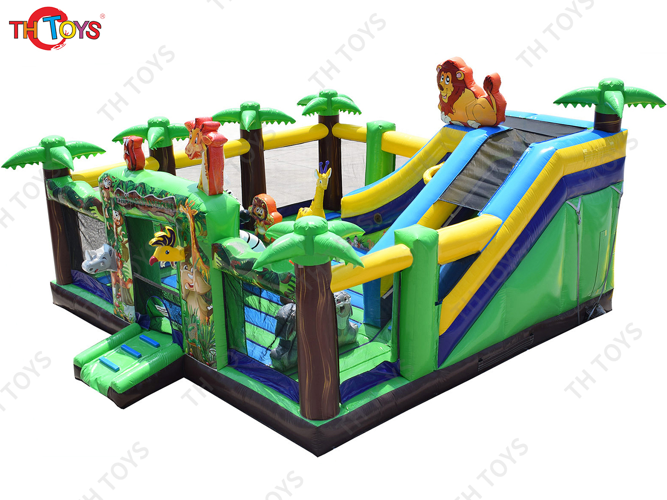 Jungle Bouncer Castle with slides,Large Park Kids Fun City Jungle Animal Inflatable Bounce House for sale