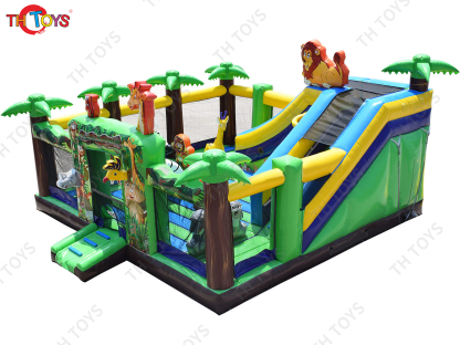 Jungle Bouncer Castle with slides,Large Park Kids Fun City Jungle Animal Inflatable Bounce House for sale