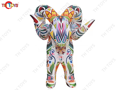 Colorful Giant Inflatable Goat With Led Lights Large Inflatable  Animal Cartoon For Outdoor Advertising