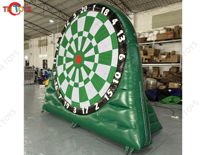 Green Inflatable Target Shooting Carnival Sport Game Commercial Inflatable Football Dart Board Interactive Game Toys with Blower