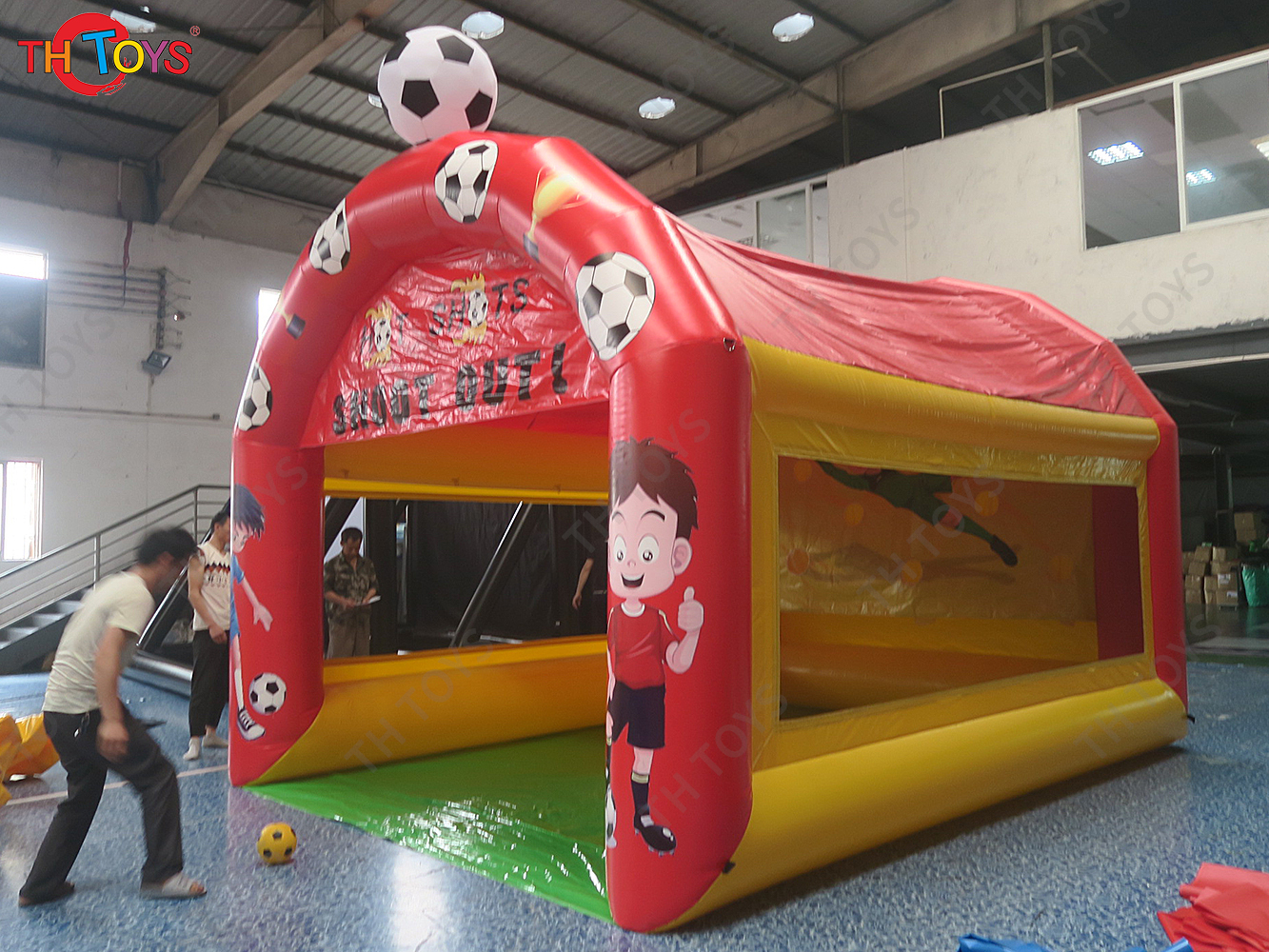 4x3m Inflatable Football Shoot Out Game Inflatable Football Kicking Shooting Goal