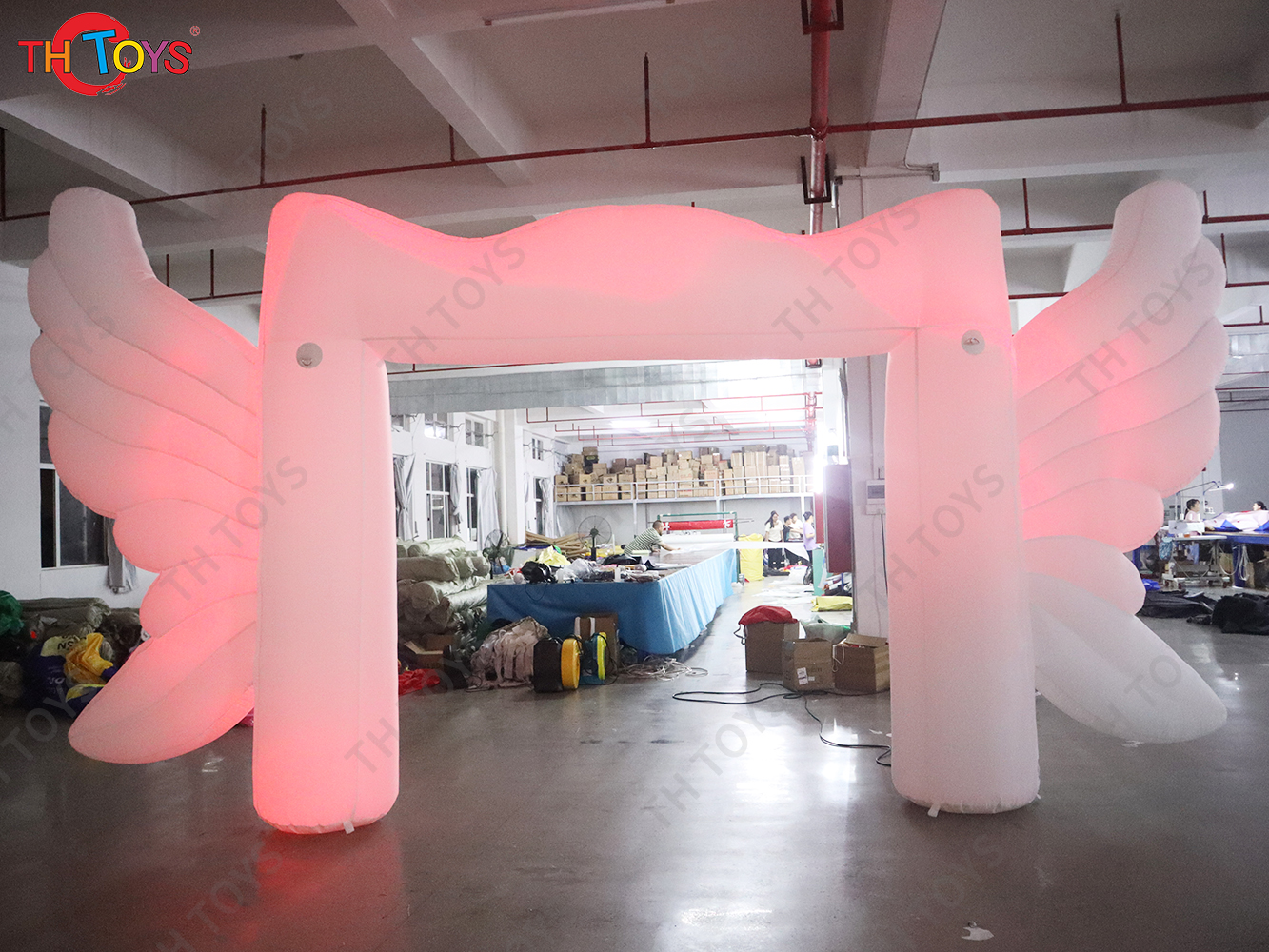Colorful LED Lightings Inflatable Angel Arch for Night Parties, Adorable Inflatable Arch With Wings for Promotional Activities