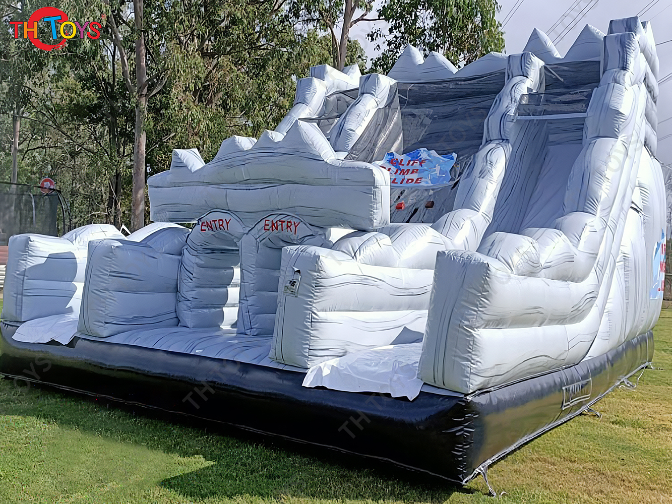 giant 8x5m inflatable slide, chiff slide climbing wall inflatable dry slide, commercial castle slides