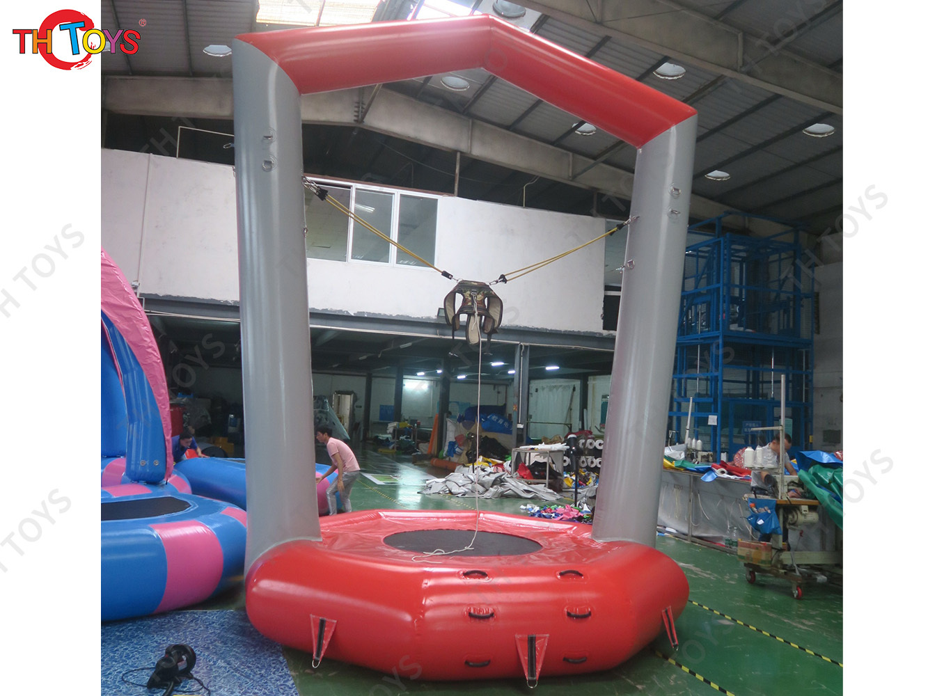 Inflatable Bungee Jump Game Airtight Inflatable Bounce Jumping Trampoline For Kids N Adults