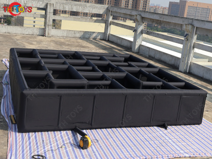 Portable Outdoor Black Haunted House With Roof 10x10m Commercial Inflatable Maze Tag Arena Sport Game for Kids