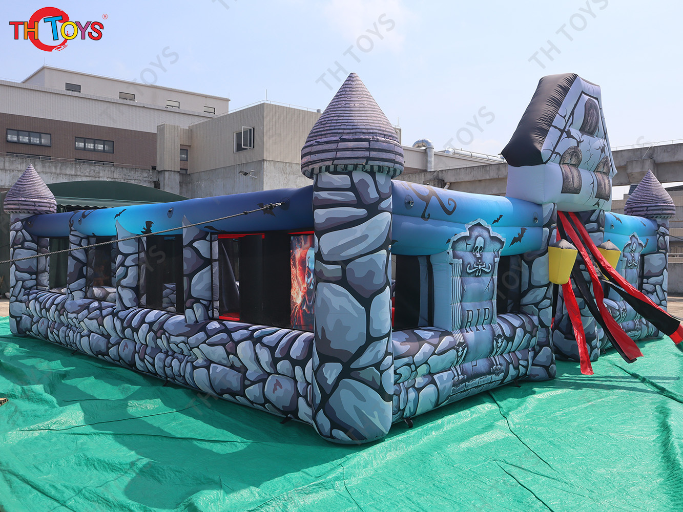 Funny time inflatable huanted Halloween maze, terror inflatable escape room Labyrinth zombie maze