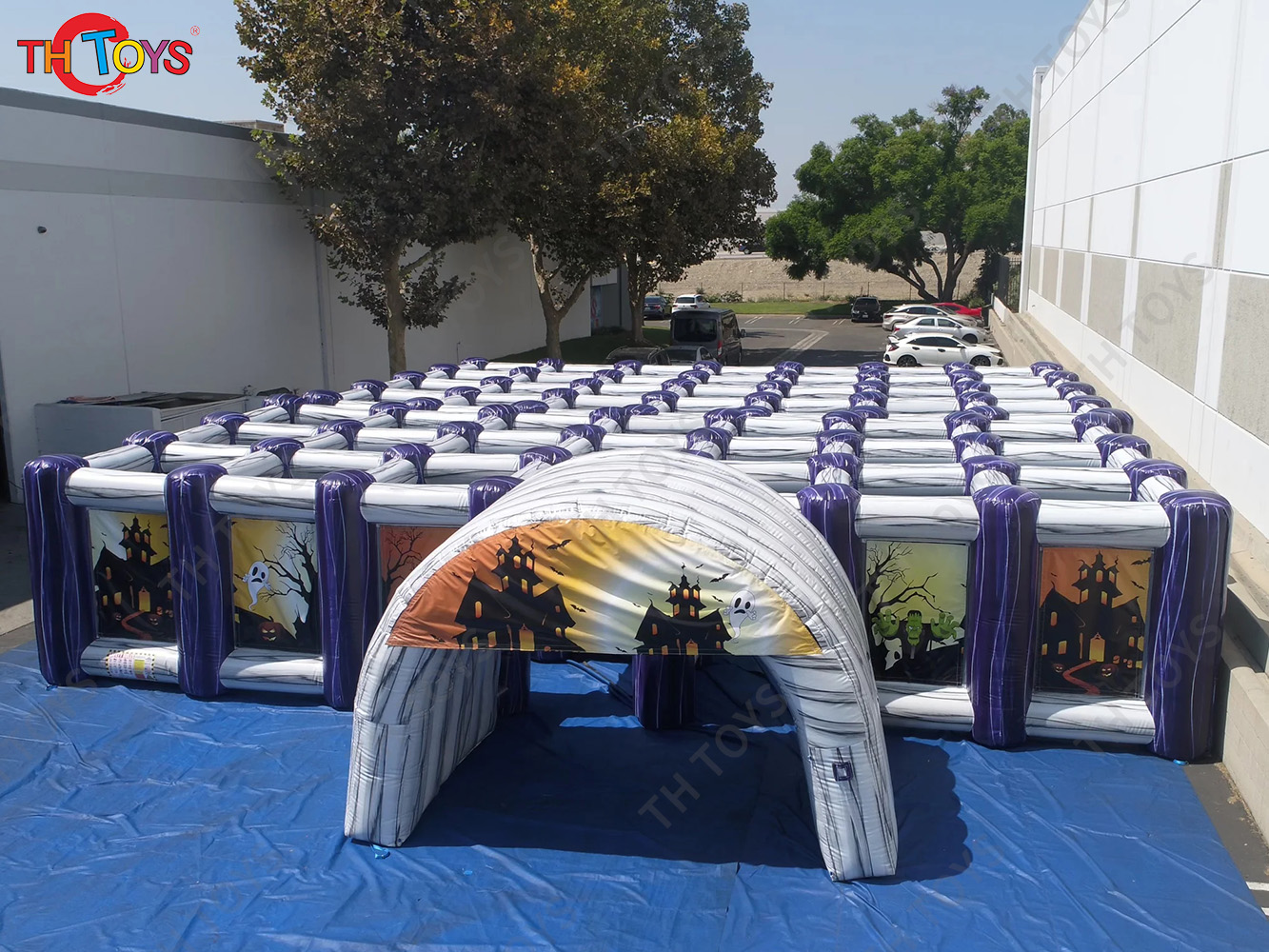 Halloween Haunted House Inflatable Maze With Cover Custom Logo Kids Inflatable Maze