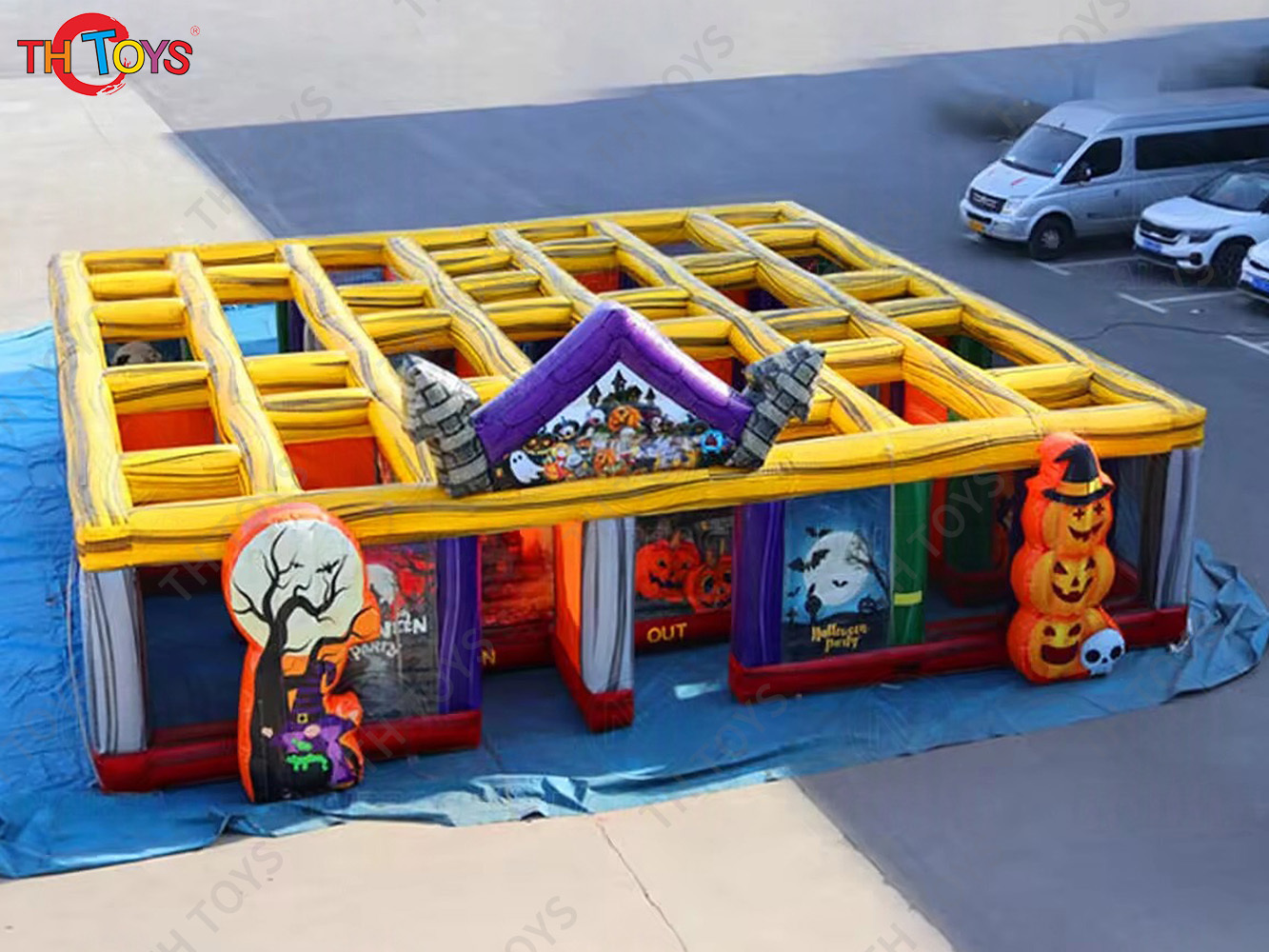 express shipment,customized inflatable Halloween Haunted house maze, outdoor Inflatable laser tag funny game labyrinth