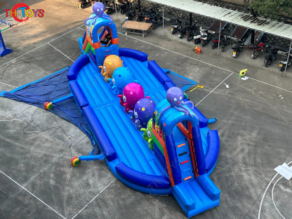 17m Big Inflatable Balls Jumping Obstacle Course Running Carnival Sport Game for Sale Inflatable Wipeout Sport Games 