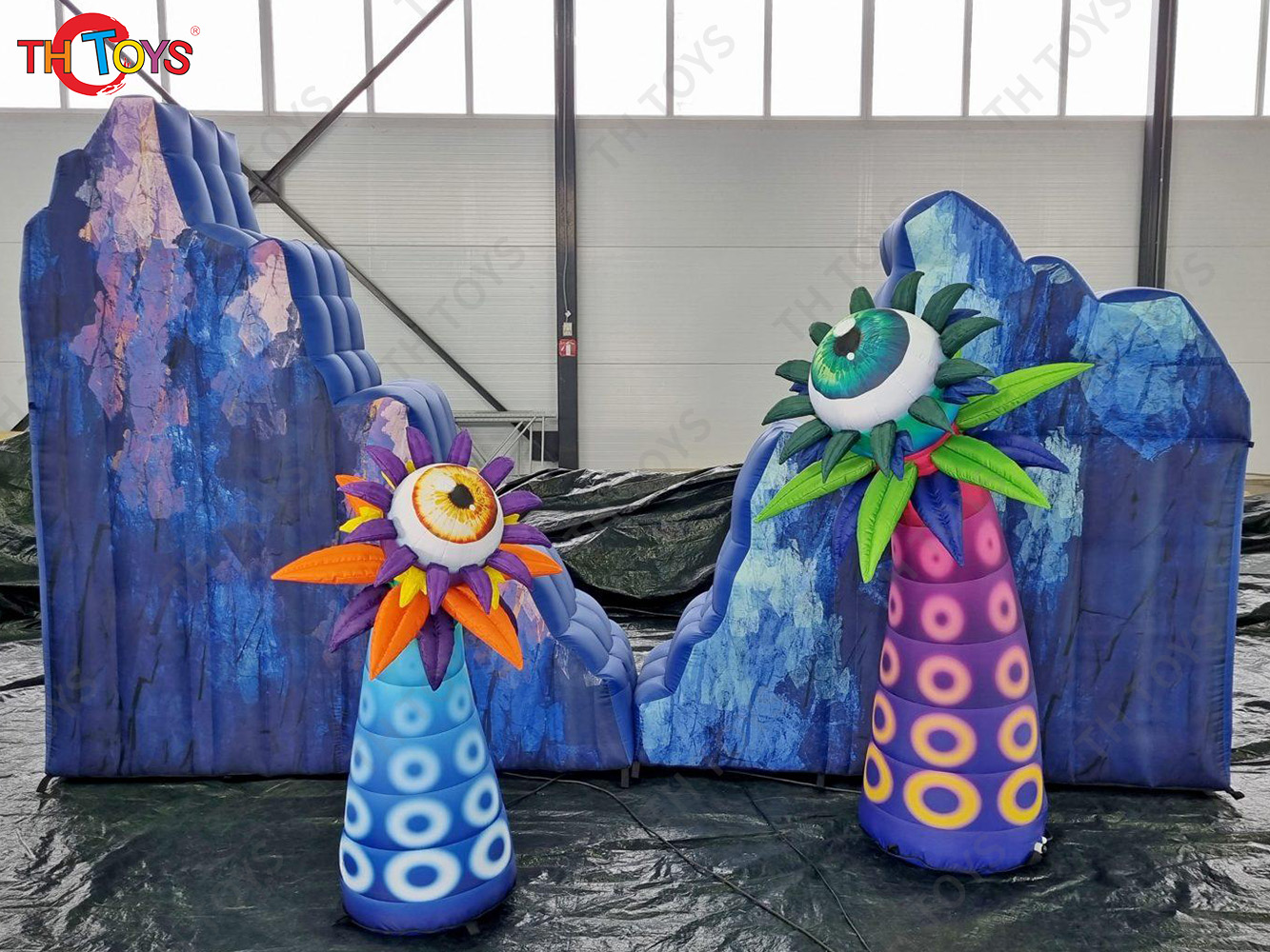 6m wide Inflatable Rock Mountain Stone Hills With Sun and Rocket