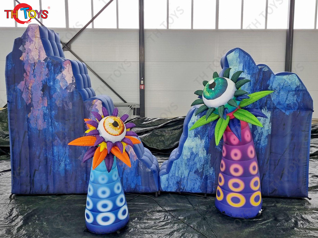 6m wide Inflatable Rock Mountain Stone Hills With Sun and Rocket