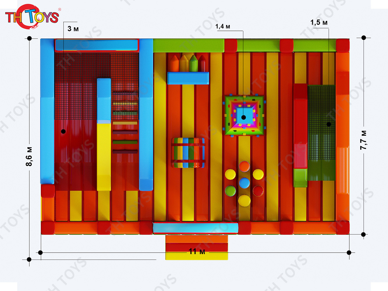 11x7.7m Rainbow Inflatable Kids And Adults Bounce House Bouncy Castle