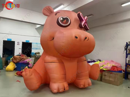 Lighting Inflatable Hippo Replica Wild Animal Cartoon for Event Decoration Light up Hippopotamus Cartoon Balloon
