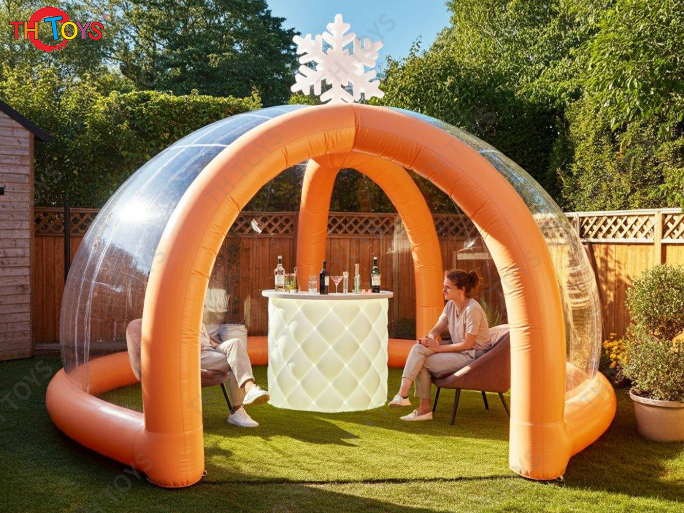 Outdoor Giant Transparent Inflatable Ice Bar Tent Blow Up Dome Tent with LED Lighting for Carnival Party