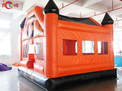 inflatables Halloween party bouncy castle slide combo, customized pumpkin bounce house for events rental