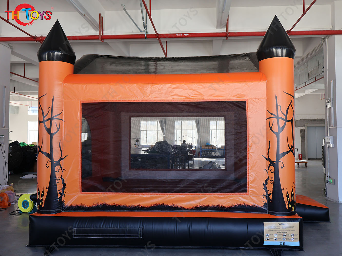 Inflatable Pumpkin Bouncer 4x4m Spooky Halloween Bounce House for Kids and Adults with Blower