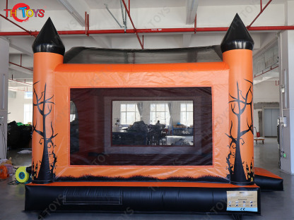 Inflatable Pumpkin Bouncer 4x4m Spooky Halloween Bounce House for Kids and Adults with Blower