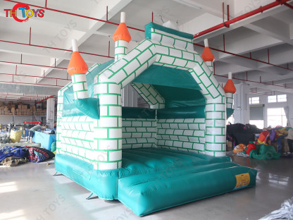 13x13ft Castle Building Green Inflatable Bouncer House for Kids Commercial Inflatable Air Bouncy Castle with Blower