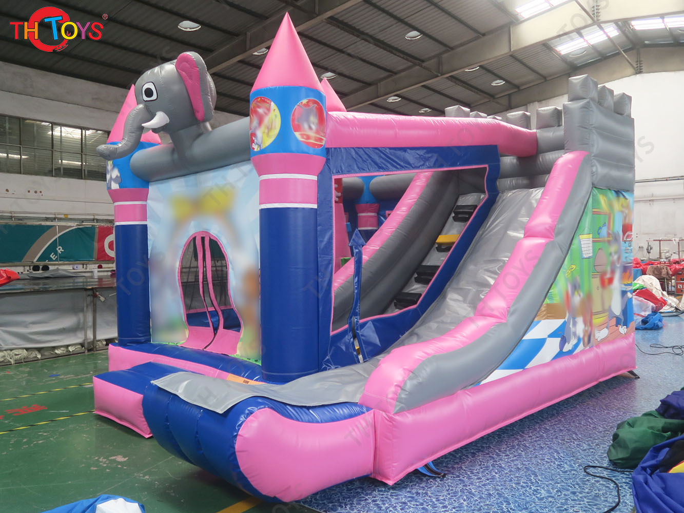 4.5x4m Elephant Bouncer Castle Durable Inflatable Slide Bounce House with Slide for Sale