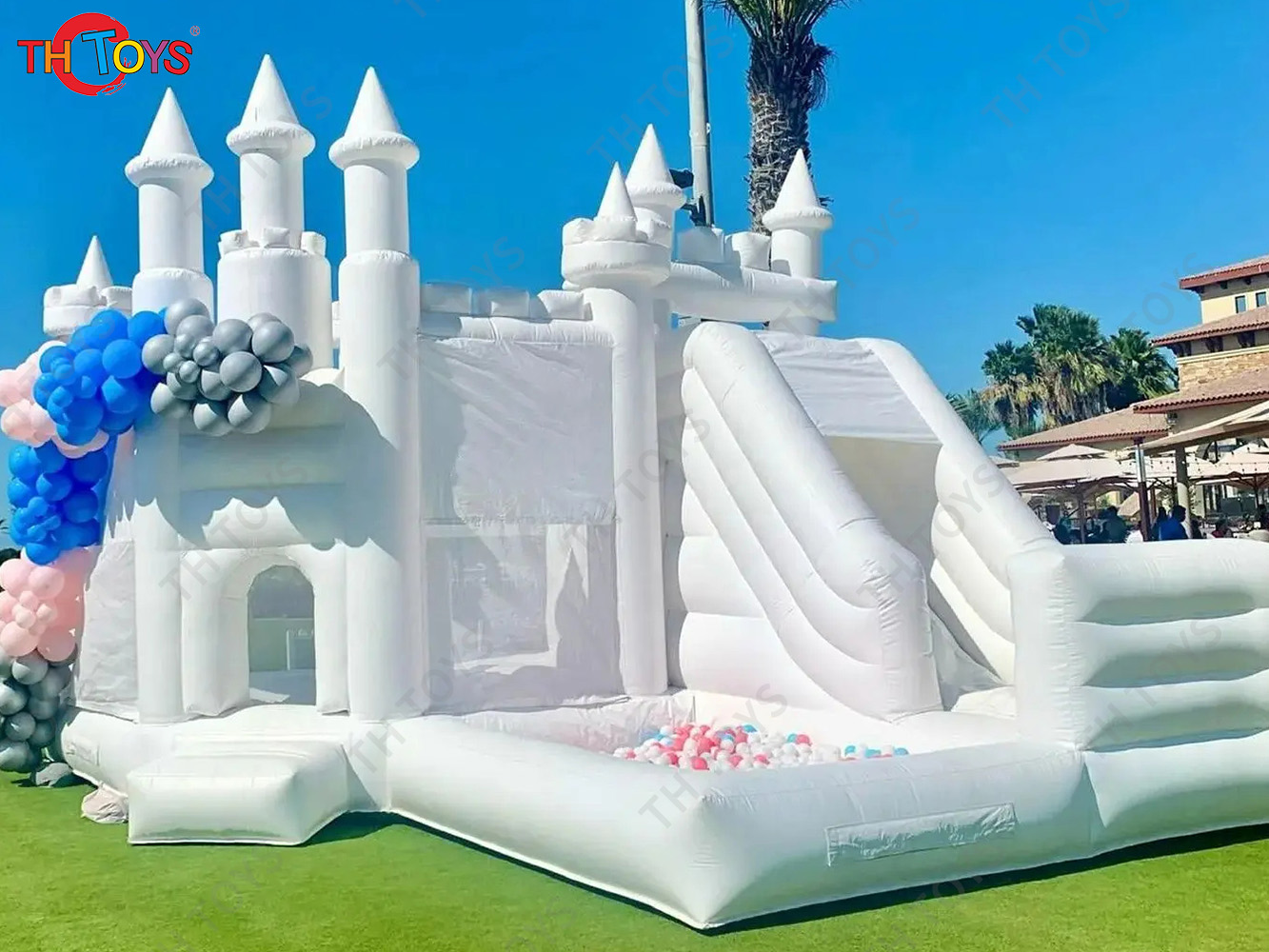 3 in 1 Pink Inflatable Bounce House with Slide Outdoor Wedding Bouncy Castle Commercial Inflatable Bouncer with Blower for Sale