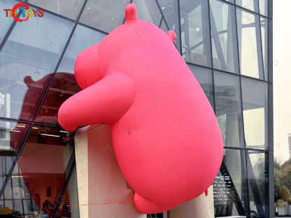 Pink Inflatable Hippo Model Custom Made Animal Hippo Cartoon Mascot Advertising Inflatables with Free Blower