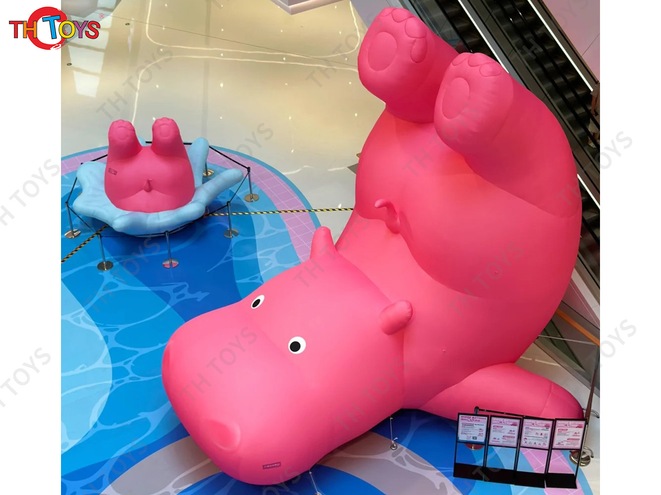 Pink Inflatable Hippo Model Custom Made Animal Hippo Cartoon Mascot Advertising Inflatables with Free Blower