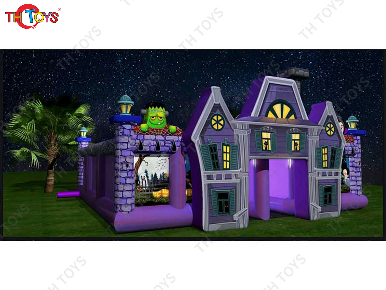 Horrible Witch Themed Inflatable Haunted Maze Halloween Inflatable Haunted House with Free Blower
