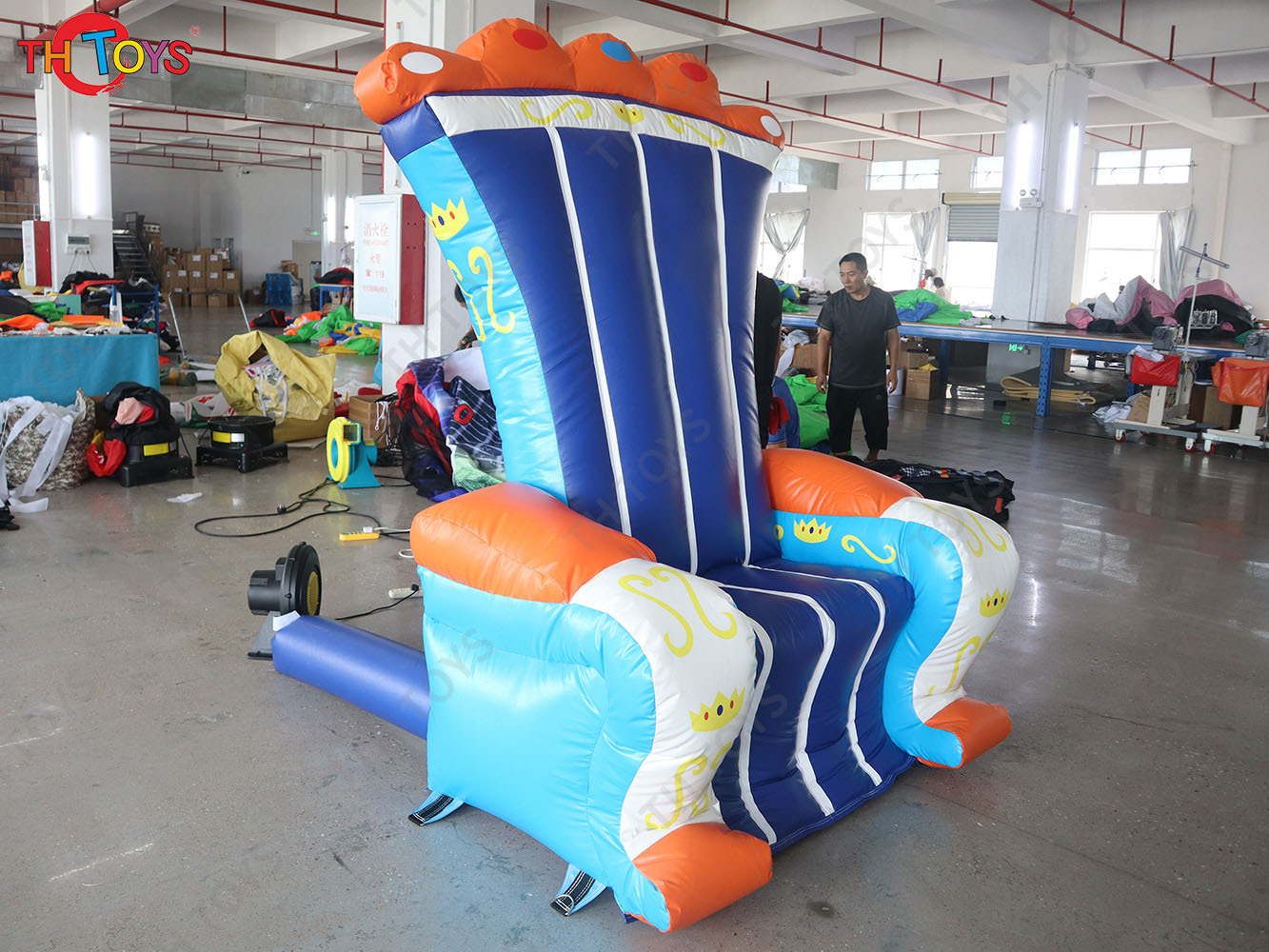 Boys Theme Inflatable Bouncer Throne Chair with Blower Custom Made Giant Inflatable Chair Replica