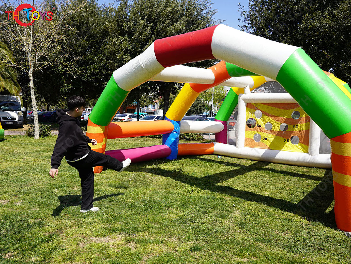 Commercial Inflatable Soccer Goal Football Shoot Out Game with Blower
