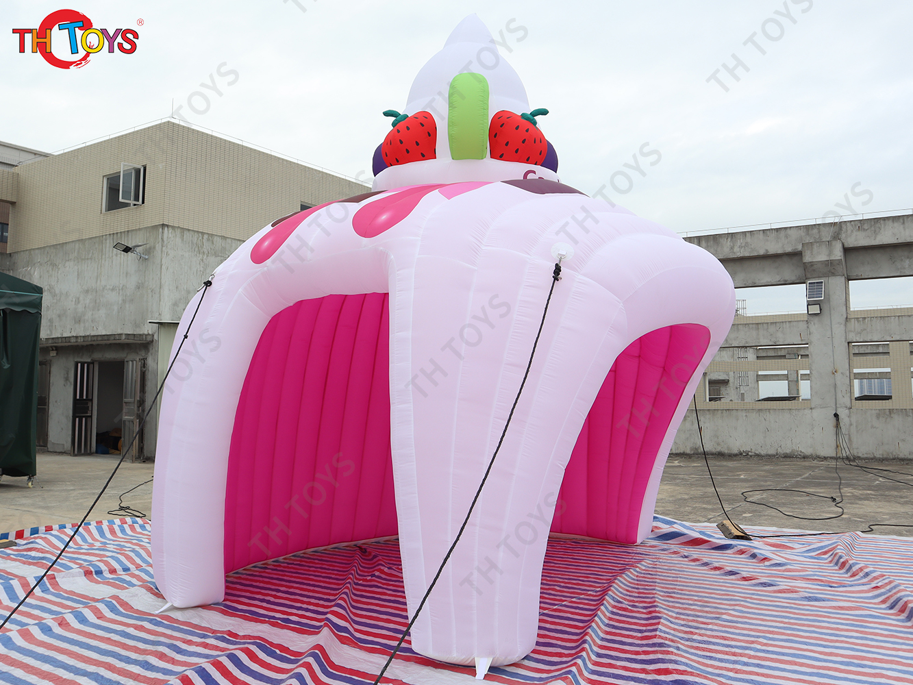 4x3m Pop Up Inflatable Ice Cream Kiosk Stand Booth for Decoration, Inflatable Ice Cream Selling Bar Tent