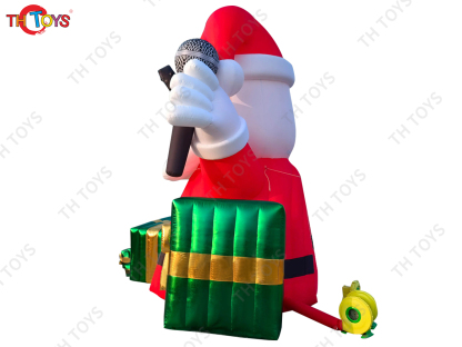 Outdoor Inflatable Christmas Entrance Dome Tent , 5m 17ft high Prtable Giant inflatable Rocking Santa Tunnel With Guitar N Gift