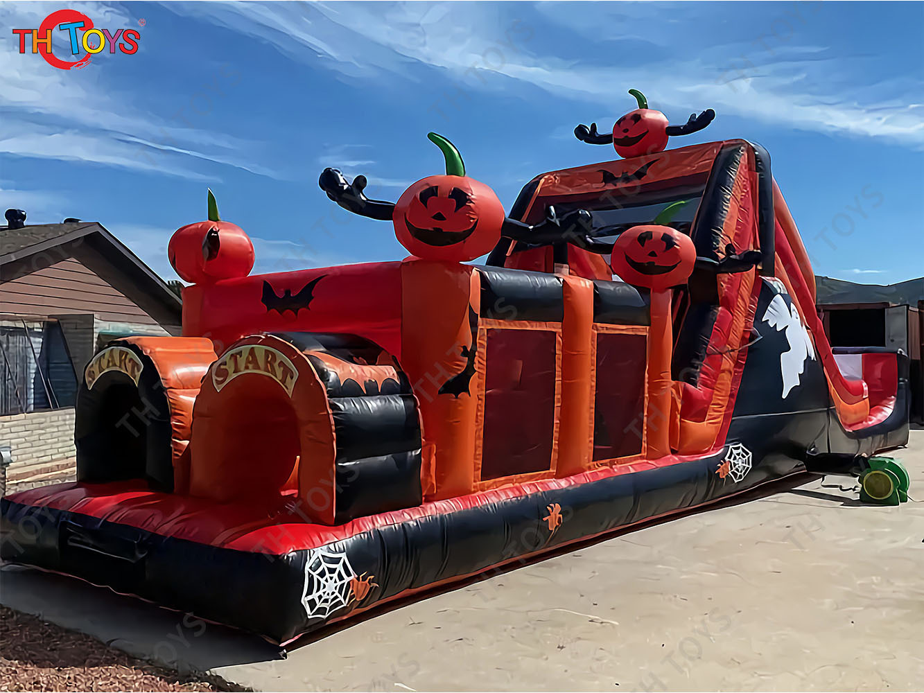 Commercial Halloween Obstacle Course, 2025 new Inflatables Haunted house Obstacle Course bouncy slide