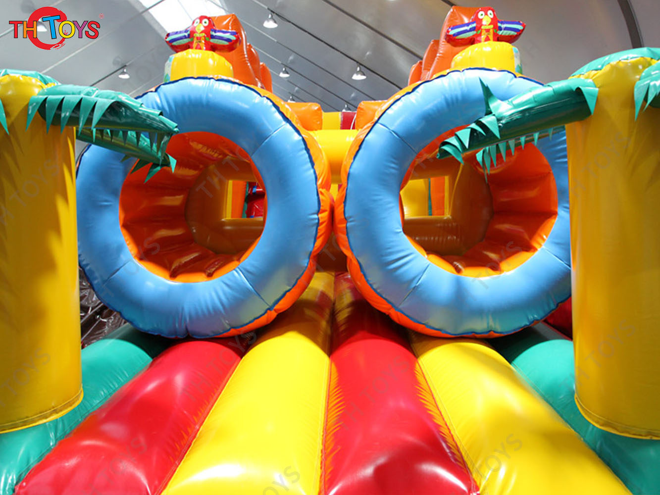 Jungle Theme Inflatable Obstacle Course Playground Commercial Durable Inflatable Bouncer with SlideObstacles