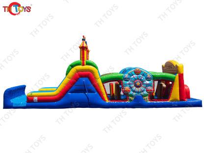 Circus funny inflatable obstacle course for kids, fun fair inflatable obstacle course bouncy castle with slide combos