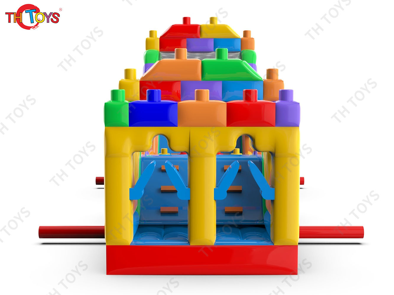 Building Blocks Inflatable Obstacle Course,Giant Commercial Inflatable Obstacle Course With Bounce Slide