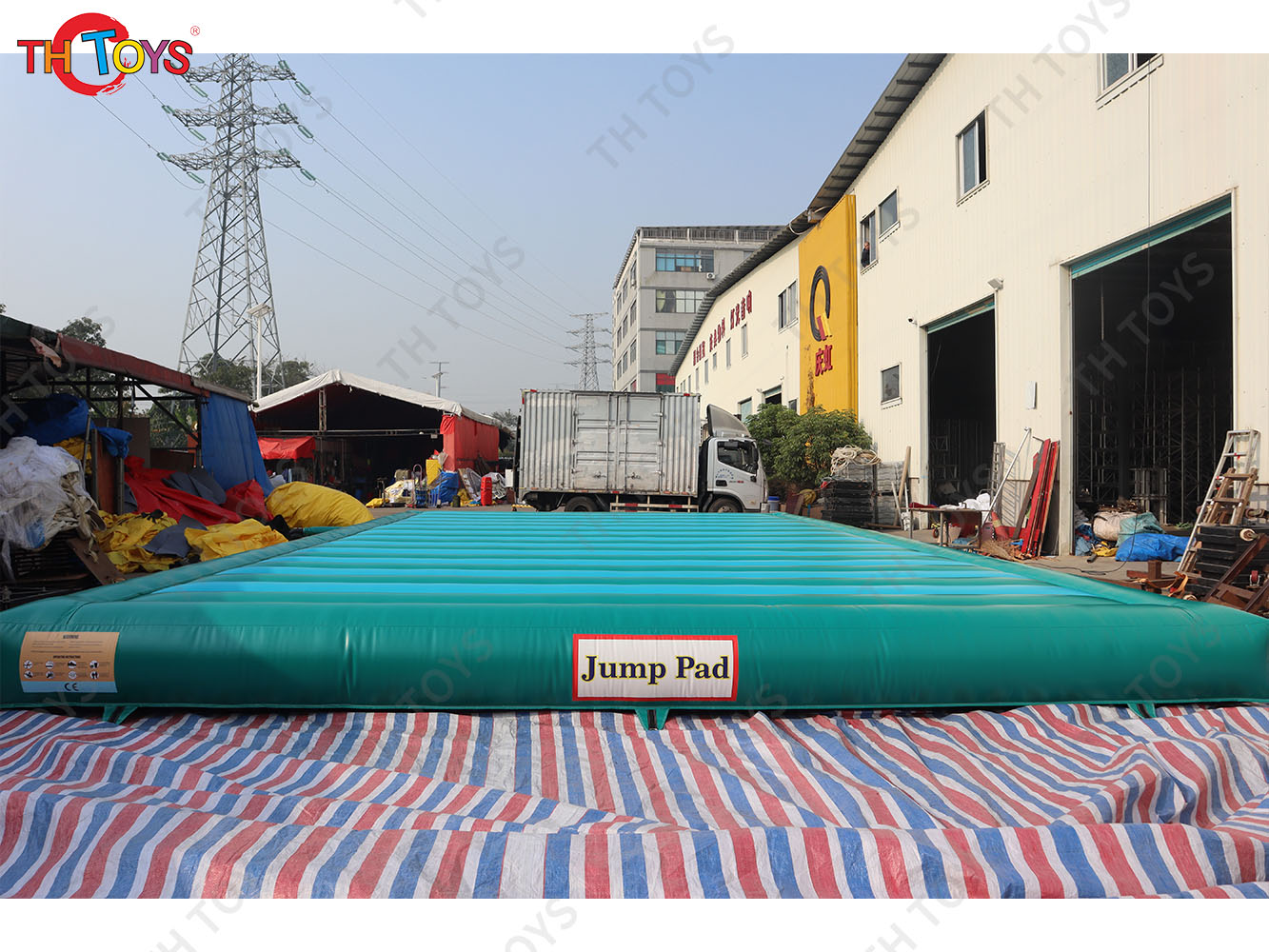 custom made green inflatable jump pillow, outdoor giant inflatable Jumping Bounce Pads for kids and adults