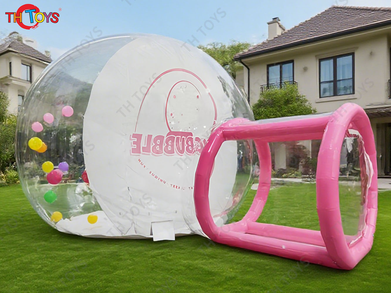 big Inflatable bubble house, Human Size clear tent inflatable snow globe with tunnel for Christmas