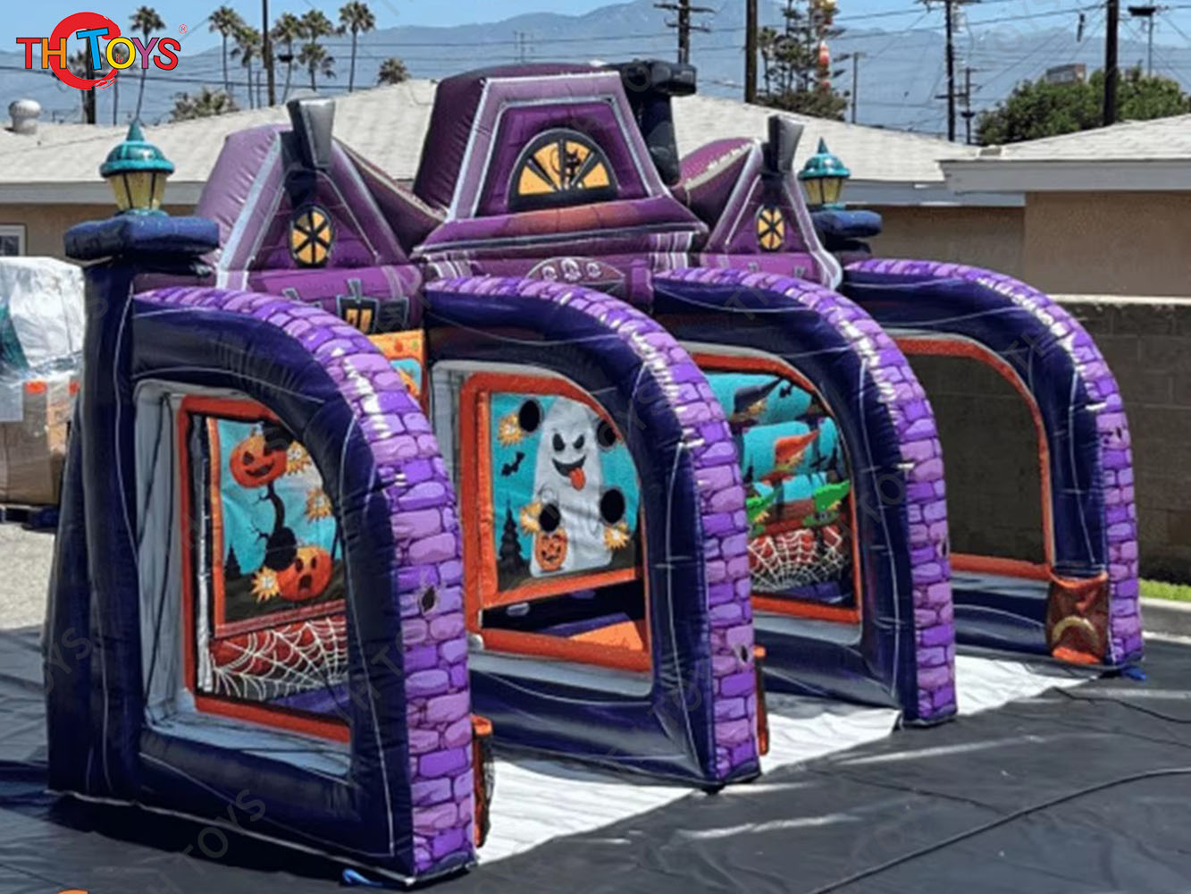 3 in 1 inflatable pumpkin toss game haunted house theme ball dart carnival games for Halloween