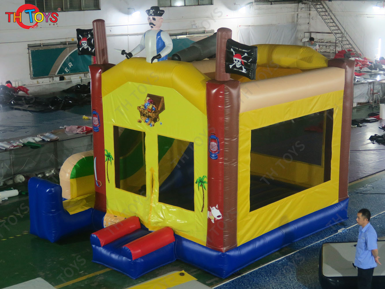 Giant Inflatable Pirate Slide Pirate Boat Theme bouncer slide for Sale