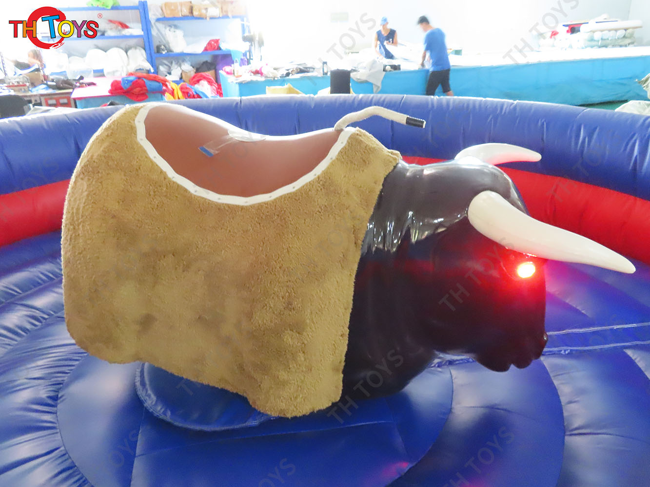 sea shipment,Amusement park games rodeo mechanical bull,5m 17ft inflatable bullfighting machine for adults n kids