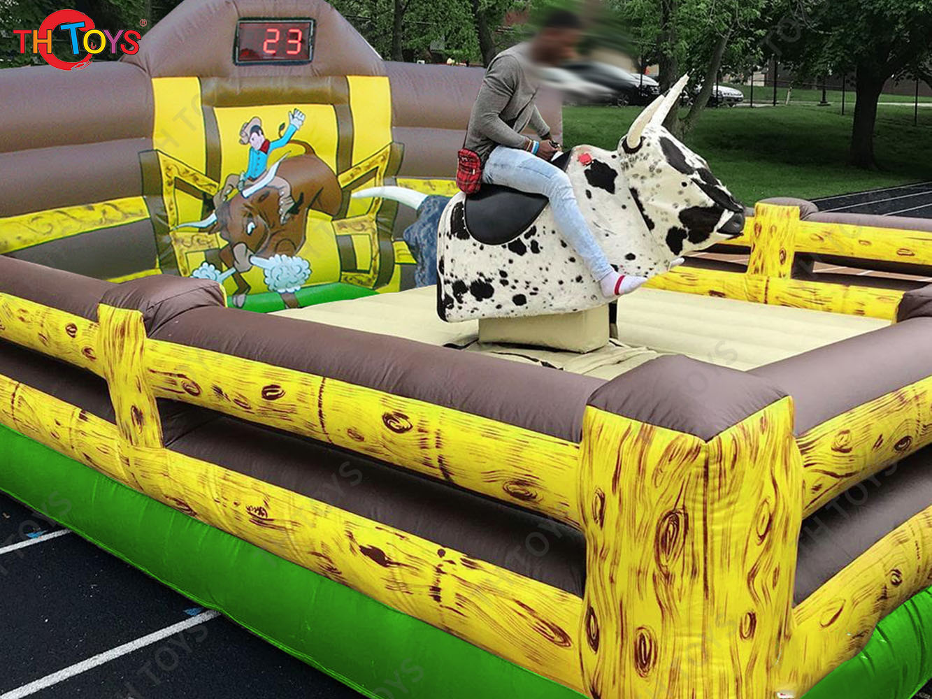 5x5m Mechanical Bull Riding For Carnivals Inflatable Rodeo Bull Game