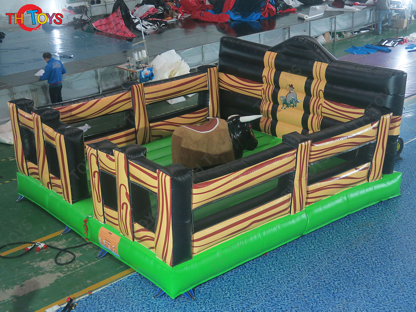 3 in 1 Mechanical Bull Riding Game Wipe Out Game Surfing Board Game With Same Base Inflatable Sport Carnival Games