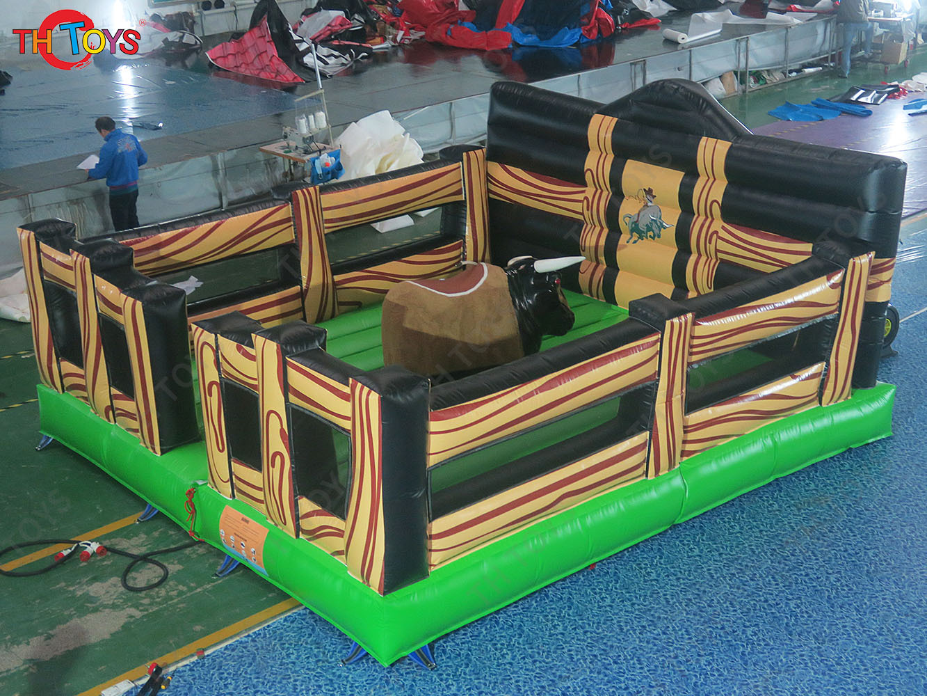 3 in 1 Mechanical Bull Riding Game Wipe Out Game Surfing Board Game With Same Base Inflatable Sport Carnival Games