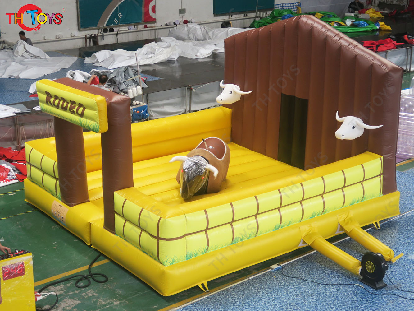 3 in 1 Mechanical Bull Riding Game Wipe Out Game Surfing Board Game With Same Base Inflatable Sport Carnival Games