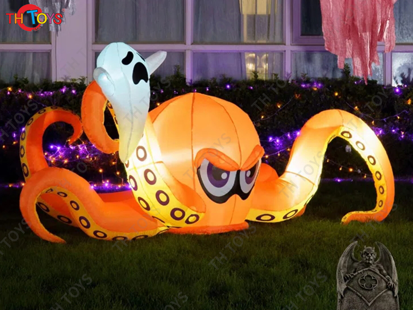4M 5M Giant Inflatable Cartoon Octopus Air Blow Squid with Tentacles Nightclub Wall Decoration Halloween Event Advertising Props