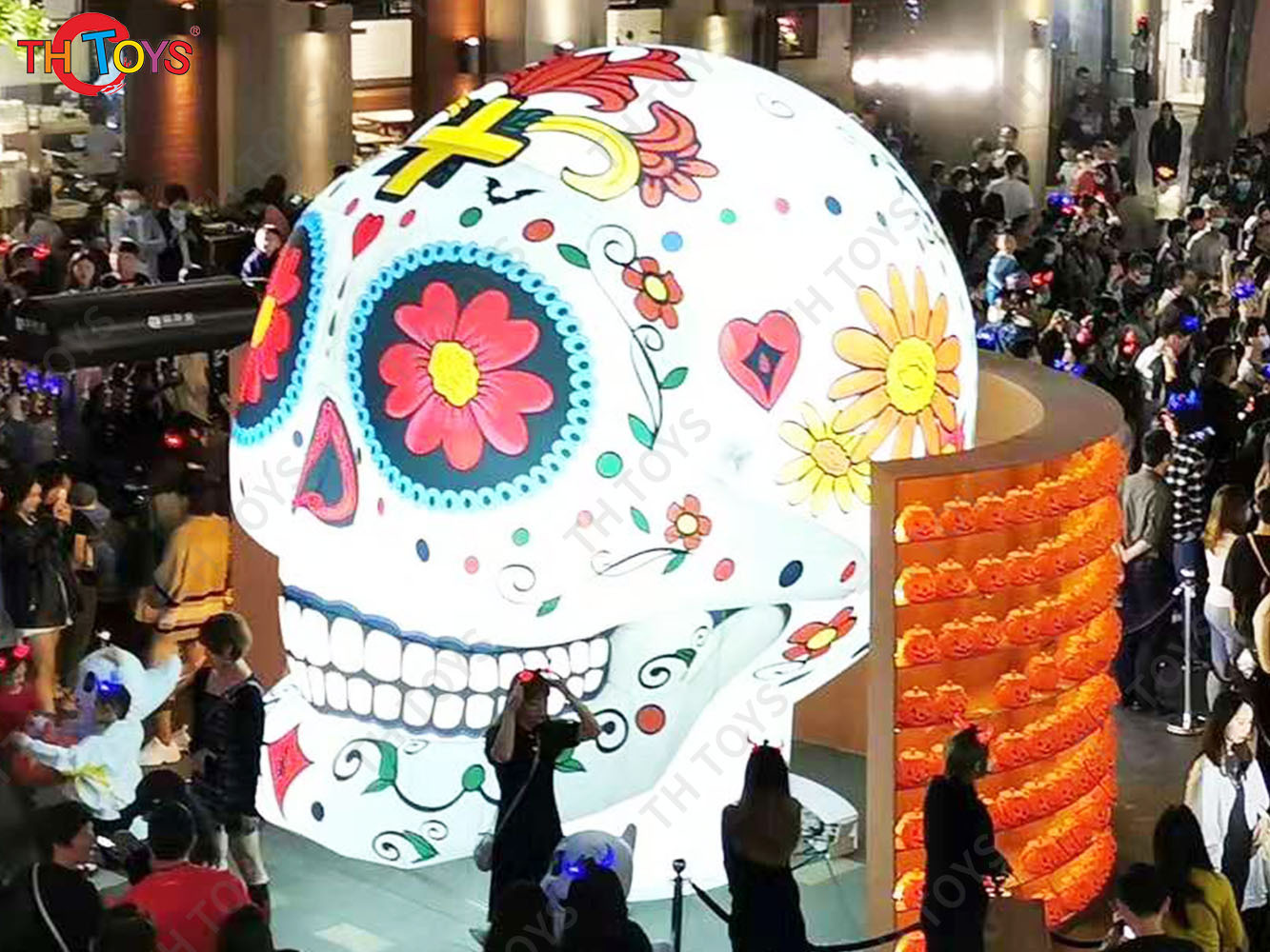 4m 13ft tall Halloween decoration Inflatable Skull Man model Ghost cartoon with light