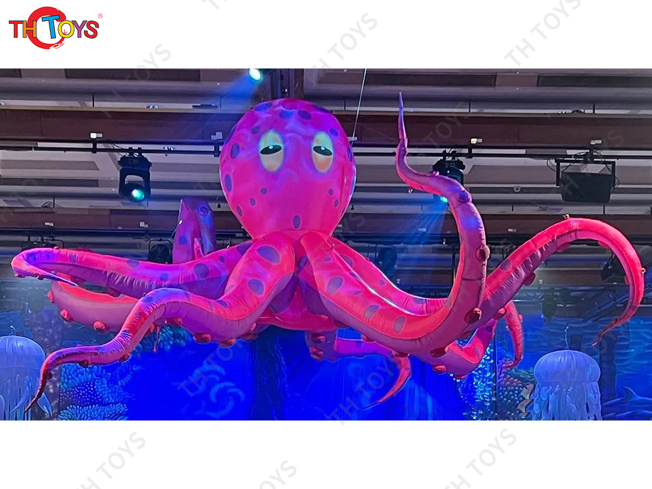 Giant Inflatable Cartoon Octopus Air Blow Squid with Tentacles Nightclub Wall Decoration Halloween Event Advertising Props