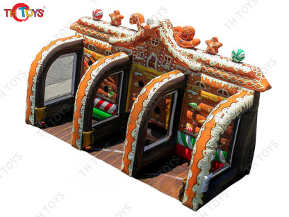 5.5x2.5x3m New Carnival Inflatable Gingerbread Games 3 in 1 Dart Game Shash game Ring Toss game