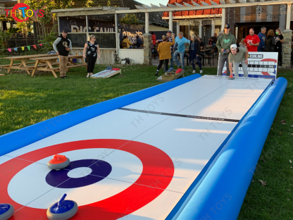  6x2.5m Portable Inflatable Street Curling Game Express Rink Floor Curling Lane With 8pcs Hovering Stones